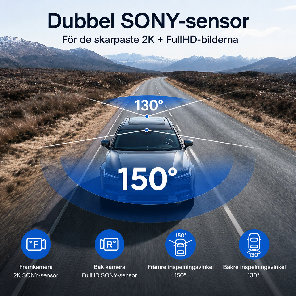 Dashcam 2K med dubbla Sony-sensorer